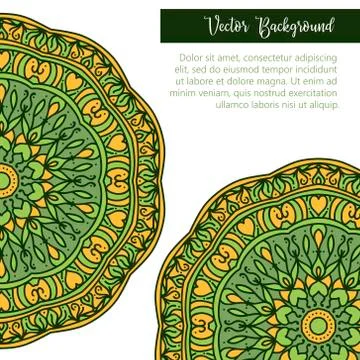 Square invite template. Vector invitation with mandala design element. Round  Stock Illustration