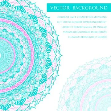 Square invite template. Vector invitation with mandala design element. Stock Illustration