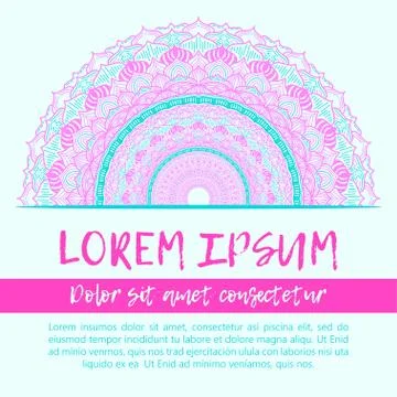 Square invite template. Vector invitation with mandala design element. Stock Illustration