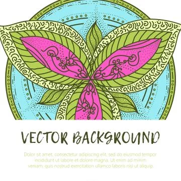 Square invite template. Vector invitation with mandala design element. Round  Illustrazione stock