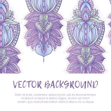 Square invite template. Vector invitation with mandala design element. Round  库存插图