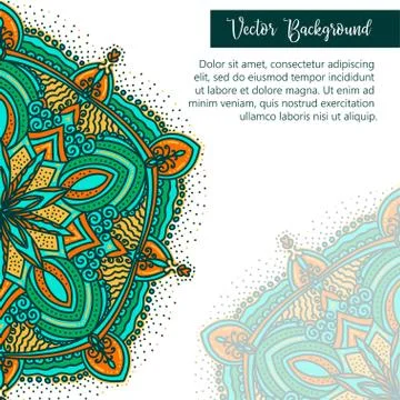 Square invite template. Vector invitation with mandala design element. Round  Ilustración de archivo