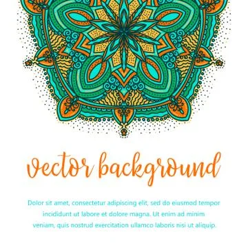 Square invite template. Vector invitation with mandala design element. Round  Illustrazione stock