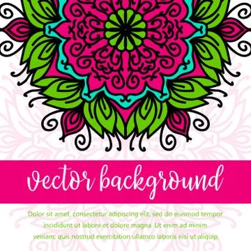 Square invite template. Vector invitation with mandala design element. Round  Ilustración de archivo
