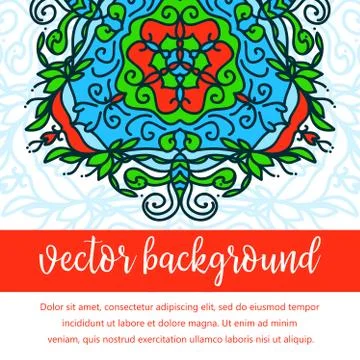 Square invite template. Vector invitation with mandala design element. Round  Ilustración de archivo