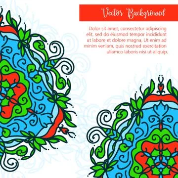 Square invite template. Vector invitation with mandala design element. Round  Ilustración de archivo