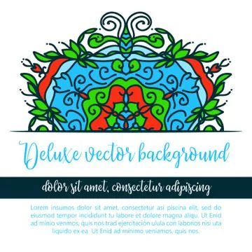 Square invite template. Vector invitation with mandala design element. Round  Ilustración de archivo