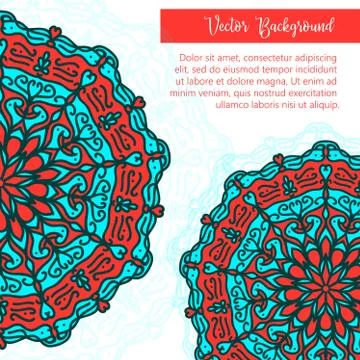 Square invite template. Vector invitation with mandala design element. Round  Stock Illustration