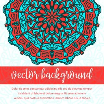 Square invite template. Vector invitation with mandala design element. Round  Stock Illustration