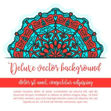 Square invite template. Vector invitation with mandala design element. Round  Ilustración de archivo