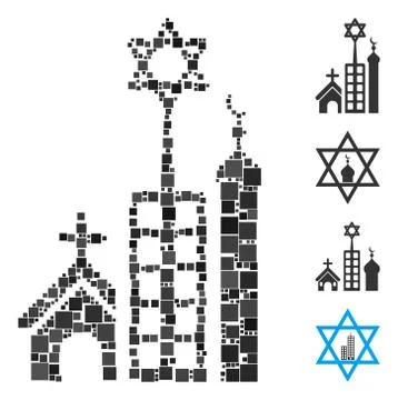 Square Jerusalem City Icon Vector Mosaic Illustrazione stock