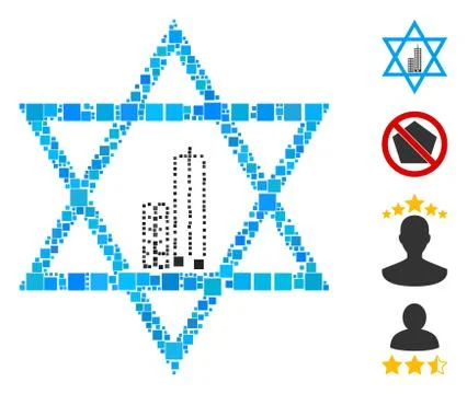 Square Jerusalem Star Icon Vector Collage Illustrazione stock