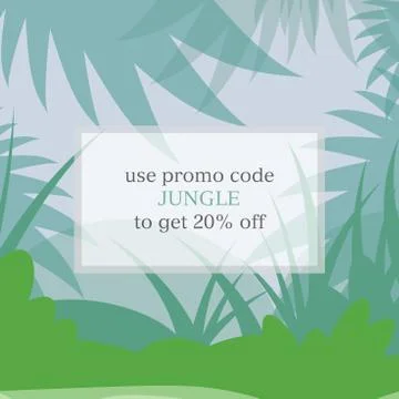 Square jungle promo code voucher template vector illustration Stock Illustration
