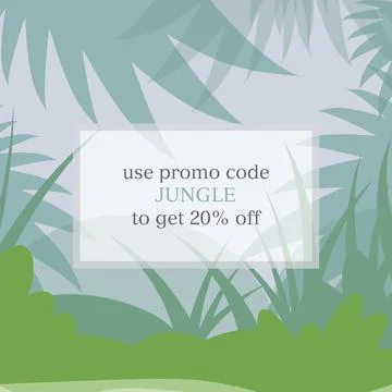 Square jungle promo code voucher template for webiste vector illustration 스톡 일러스트