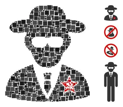 Square KGB Spy Icon Vector Mosaic Stock Illustration