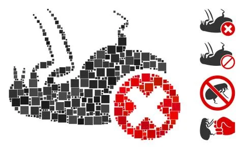 Square Kill Flea Icon Vector Mosaic Stock Illustration