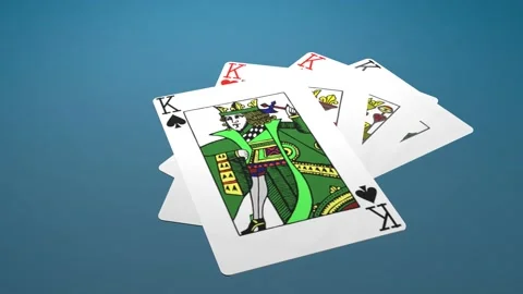 Square of kings. Cards falling on table. Poker concept.	 Stock Footage 168878941