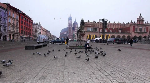 Square of Krakow, the old town Stock Footage 33868824
