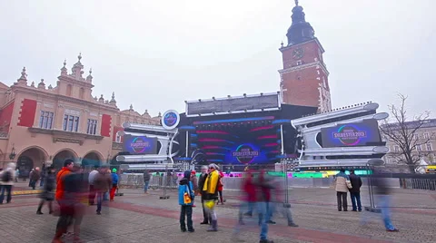 Square of Krakow, the old town Video stock 33868983