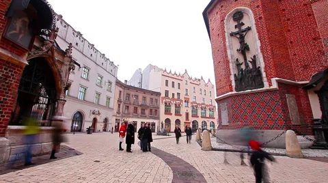 Square of Krakow, the old town Stock Footage 33869657