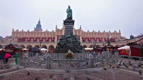 Square of Krakow, the old town Stock Footage 33870338