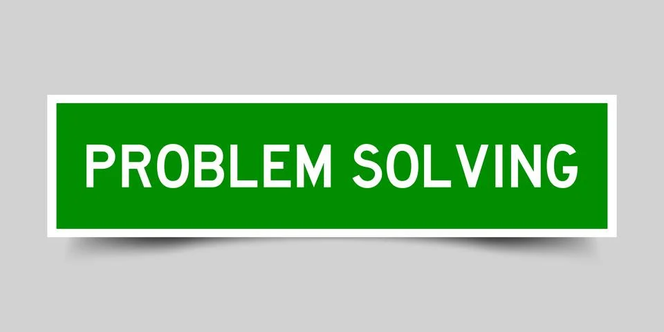 Square label banner with word problem solving in green color on gray backgrou 스톡 일러스트