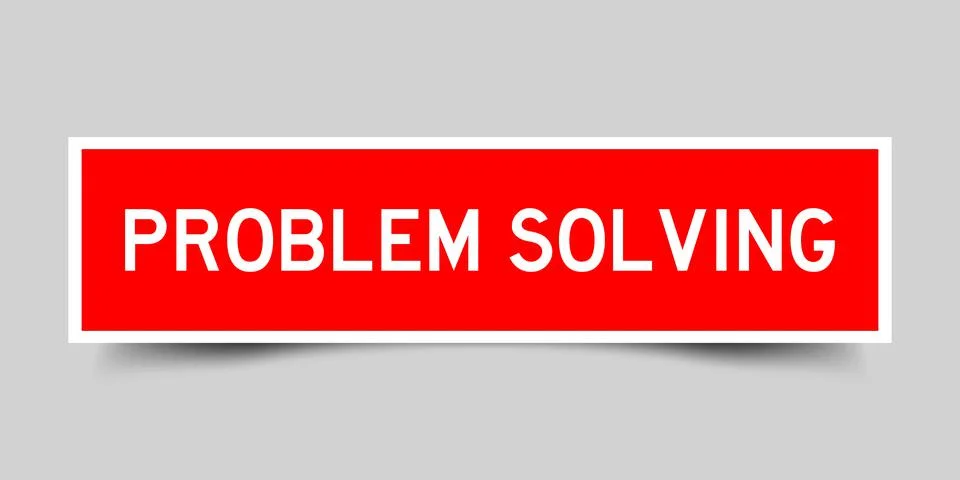 Square label banner with word problem solving in red color on gray background Stock Illustration
