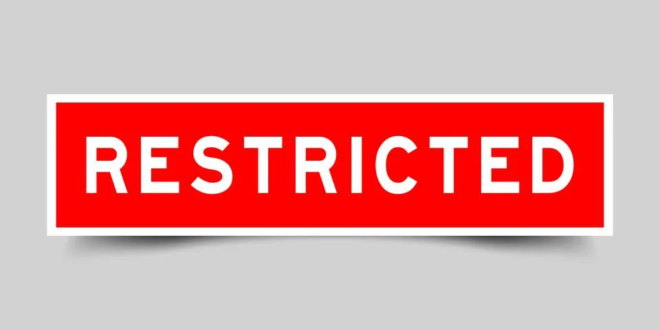 Square label banner with word restricted  in red color on gray background イラスト素材
