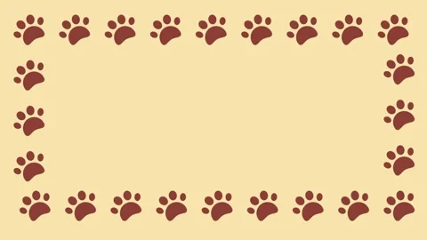 Square Label Sticker with Paw Print Border on Beige Stock Footage 335592336