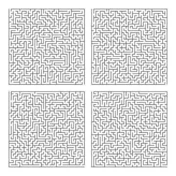 Square Labyrinth template. Maze puzzle game vector pattern 스톡 일러스트