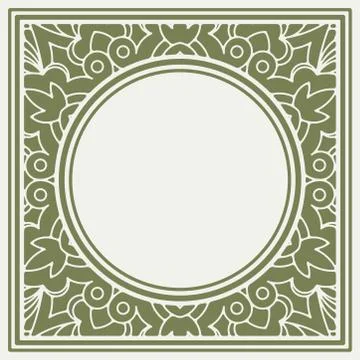 Square lace design element with a round middle place for your text or decor. Stock-Illustration