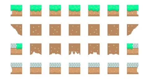 Square with a landscape for creating a video game. Stock Illustration