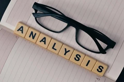 Square letters with text ANALYSIS Stock Photos