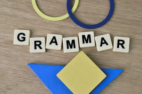 Square letters with text GRAMMAR Stock Photos
