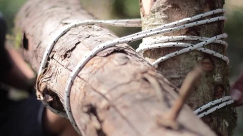 Square ligature with rope Stock Footage 71547943