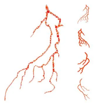 Square Lightning Icon Vector Mosaic 스톡 일러스트