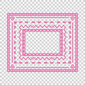 Square line doodle pink mandala that can be used for sticker, frame, etc. Stock Illustration