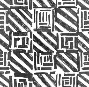 Square line marker hand made pattern. Abstract geometry seamless pattern Stock Illustration