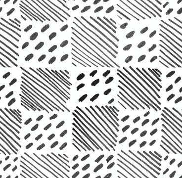 Square line marker hand made pattern. Abstract geometry seamless pattern Stock Illustration