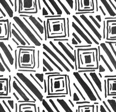 Square line marker hand made pattern. Abstract geometry seamless pattern Illustrazione stock