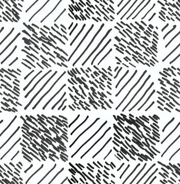 Square line marker hand made pattern. Abstract geometry seamless pattern Illustrazione stock