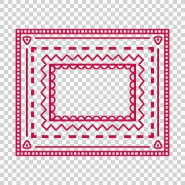 Square line pink doodle mandala that can be used for sticker, frame, etc. Stock Illustration