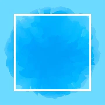 Square line white on abstract blue soft background, empty frame on pastel blu Stock-Illustration