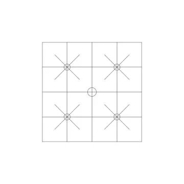 Square lines and crosses engineering drawing. Technological drawing made with Illustrazione stock