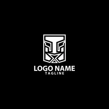 Square lion head abstract design vector logo Illustrazione stock
