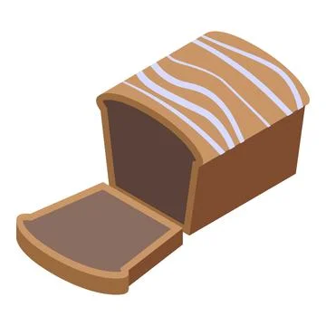 Square loaf of bread being opened with brown sugar filling Stock Illustration