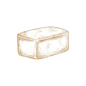Square loaf of bread isolated monochrome sketch Illustrazione stock