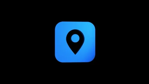 Square location 3d pin map rotating animation spinning in background Stock Footage 313492575