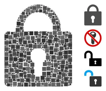 Square Lock Icon Vector Mosaic Illustrazione stock
