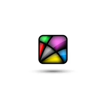 A square logo consisting of bright colors glass segments of a mosaic emblem o Illustrazione stock